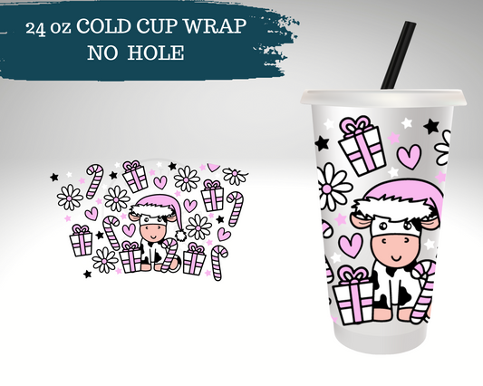 Christmas Cow | NO HOLE | Cold Cup Wrap
