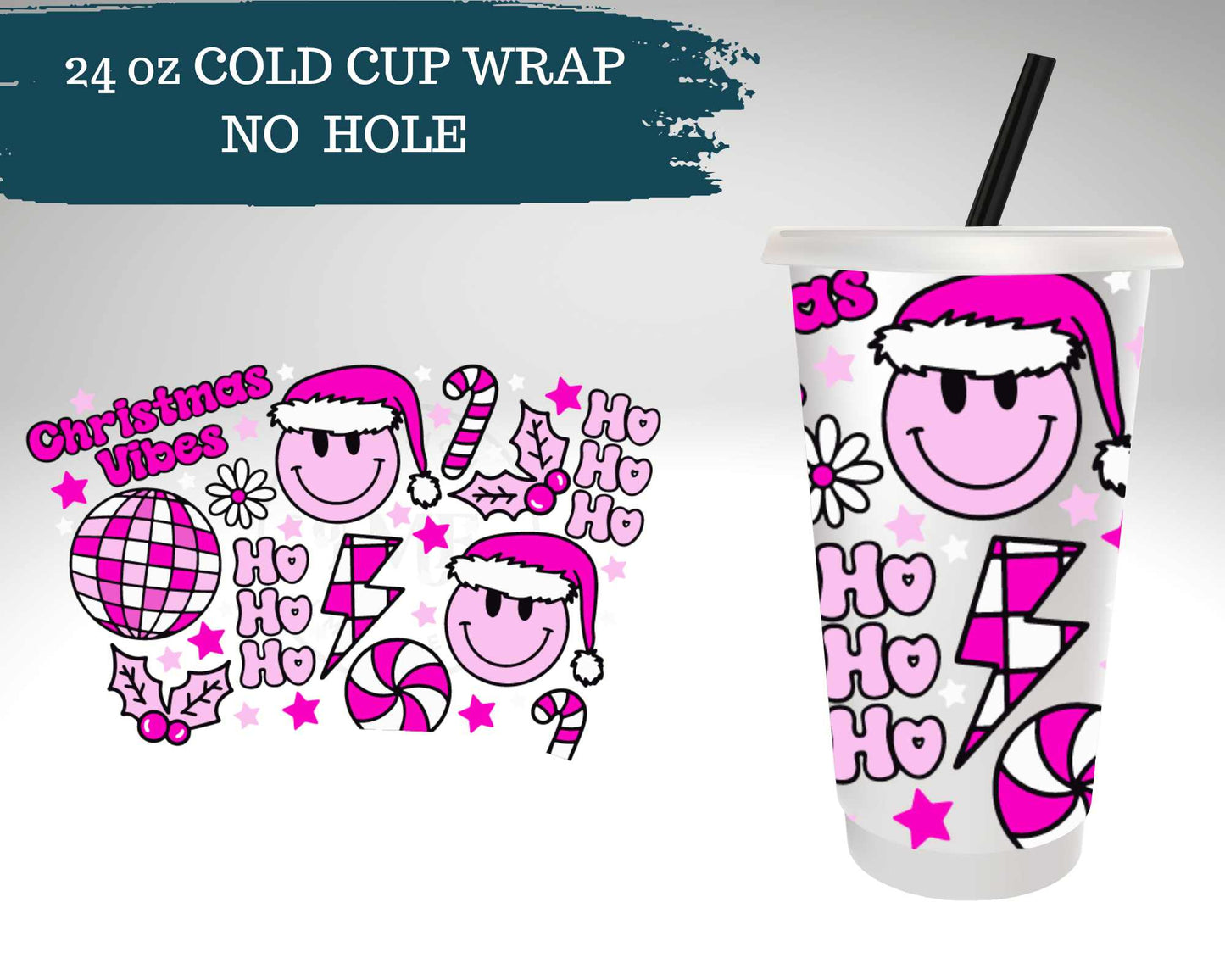 Christmas Vibes | NO HOLE | Cold Cup Wrap