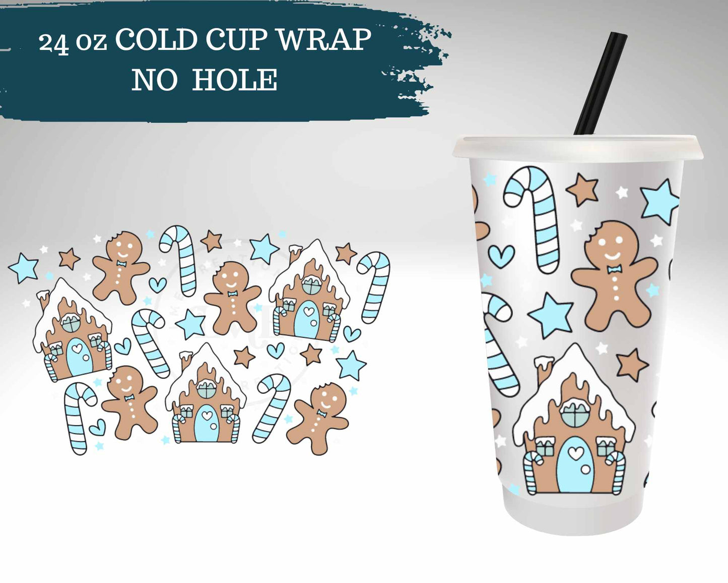 Winter Gingerbread House | NO HOLE | Cold Cup Wrap