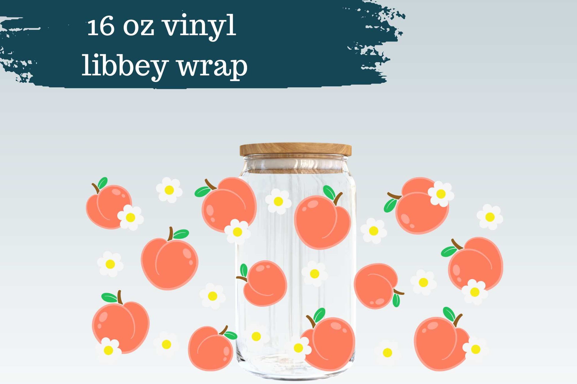 Floral Peaches | 16 oz Can Glass Wrap