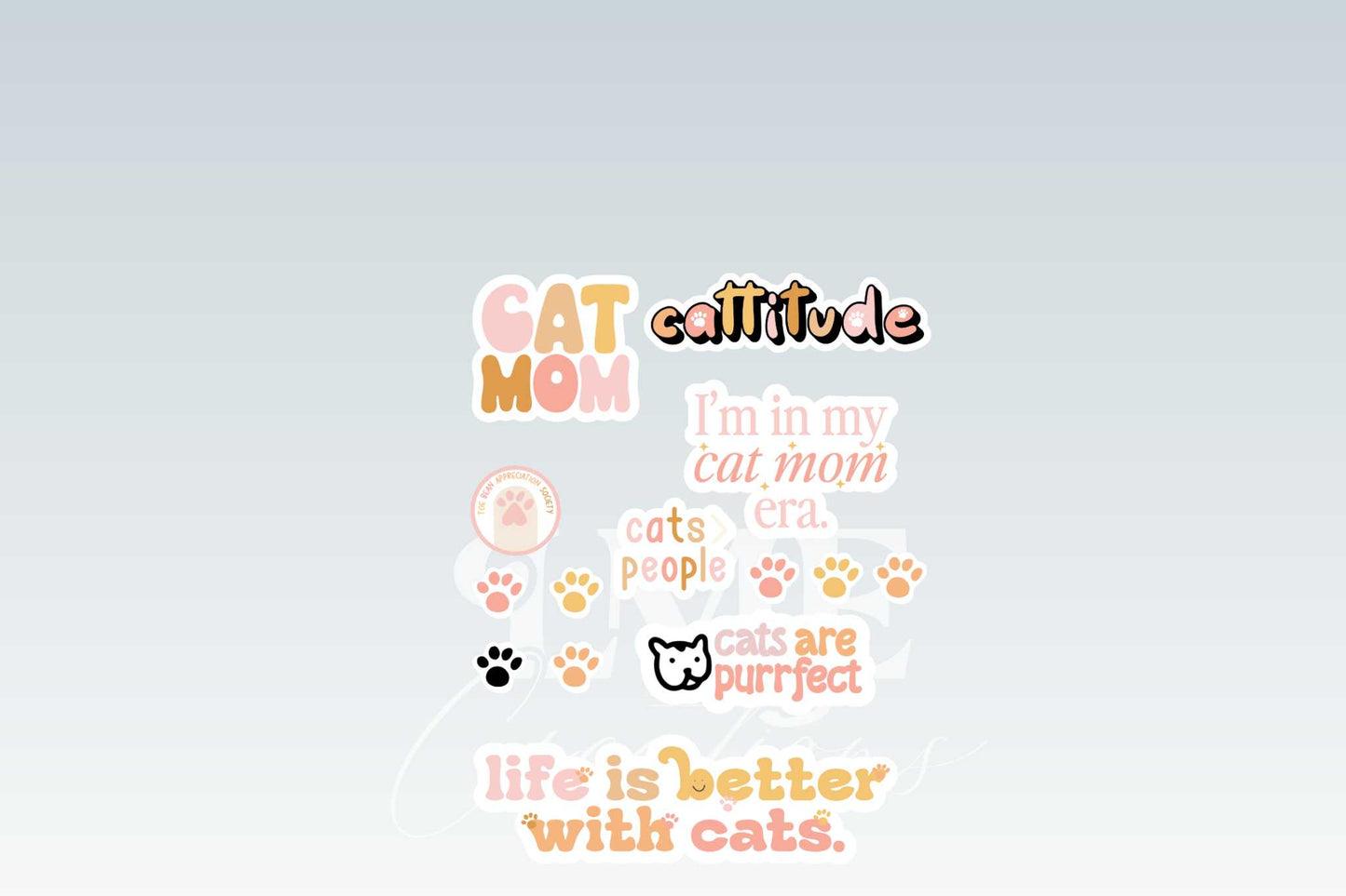 Cat Mom Theme Sticker Sheet | Vinyl