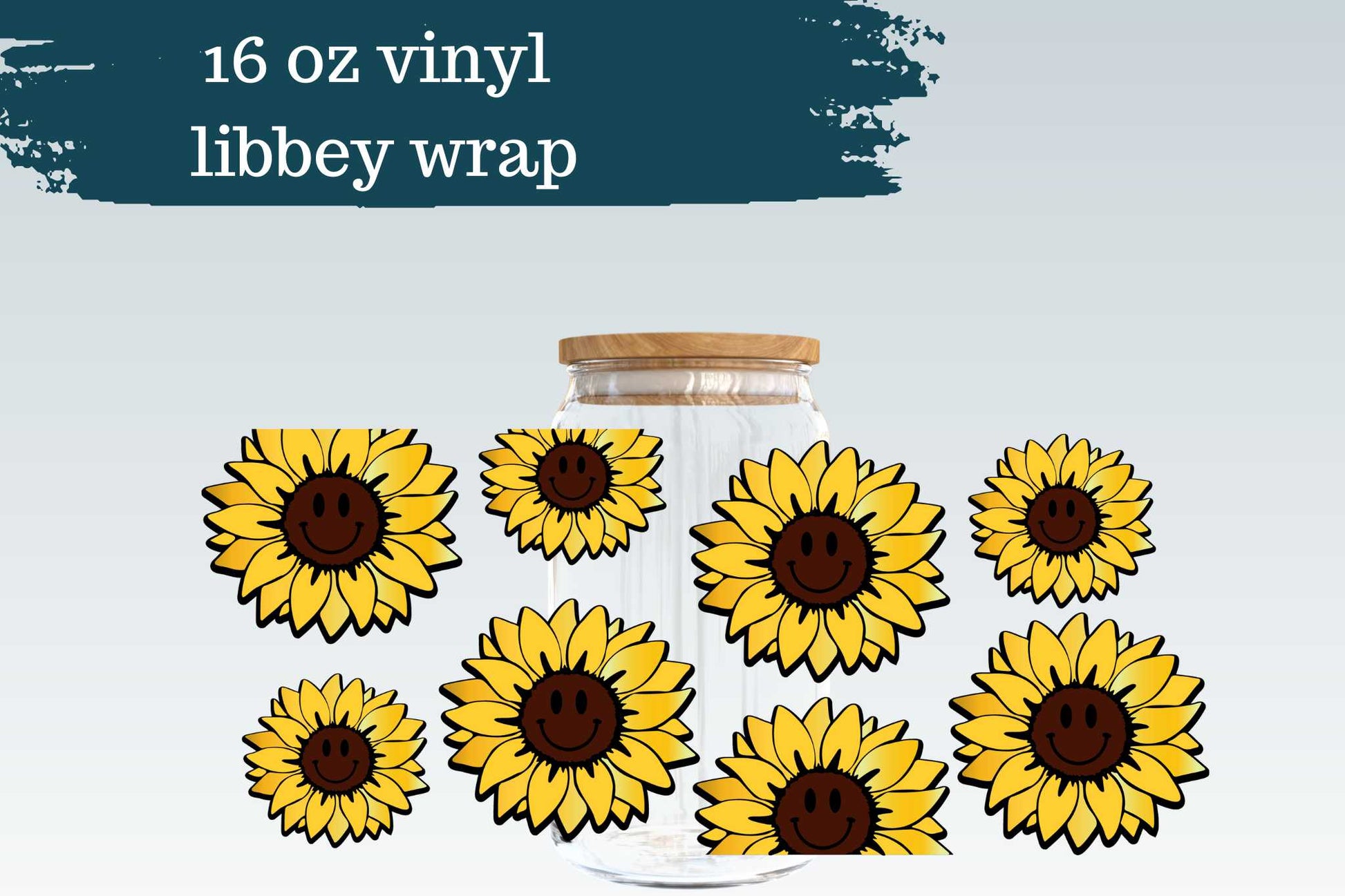 Happy Sunflowers | 16 oz Can Glass Vinyl Wrap