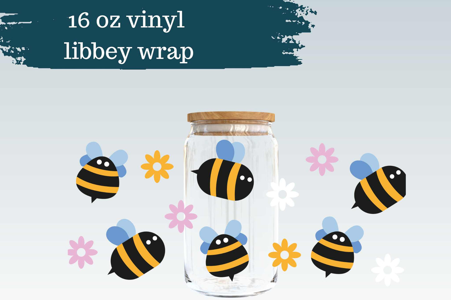 Bee Happy | 16 oz Glass Can Wrap