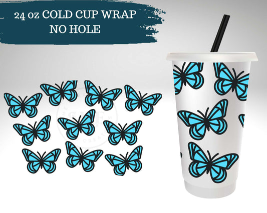 Blue Butterflies | No Hole | Cold Cup Wrap
