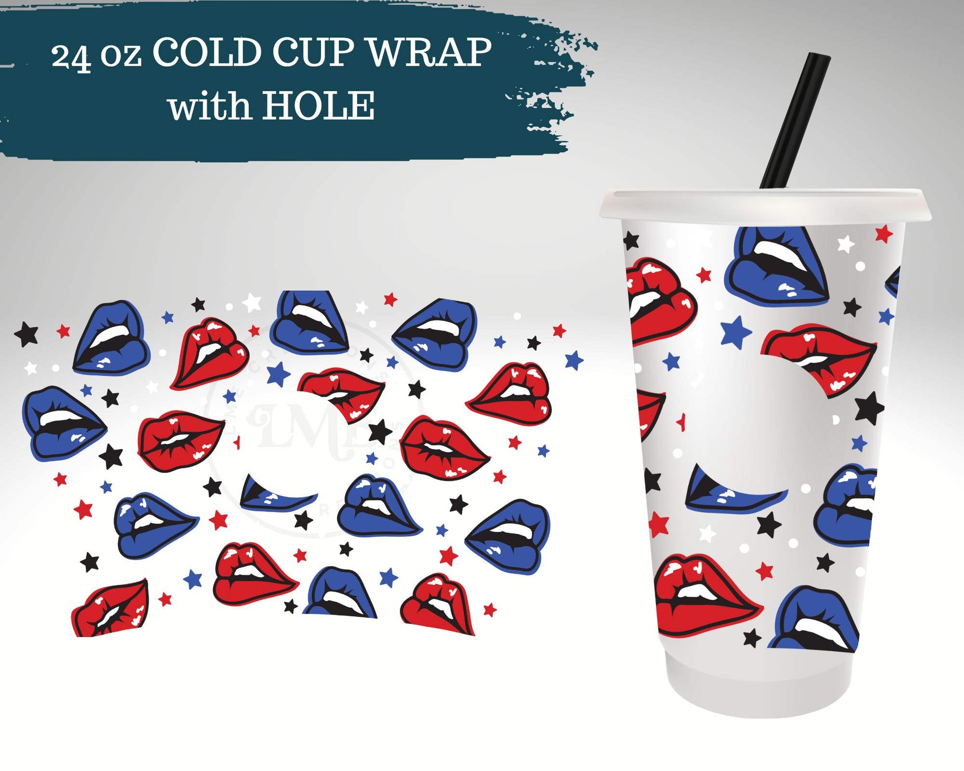 Patriotic Lips | Cold Cup Wrap