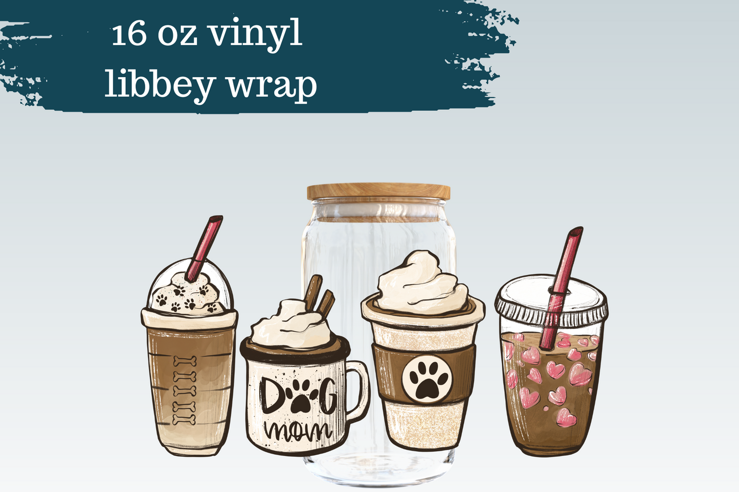 Dog Mom Coffee Cups | 16 oz Can Glass Vinyl Wrap