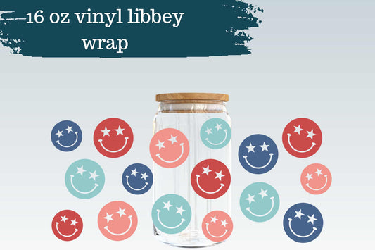 Star Smiley | 16 oz Can Glass Wrap