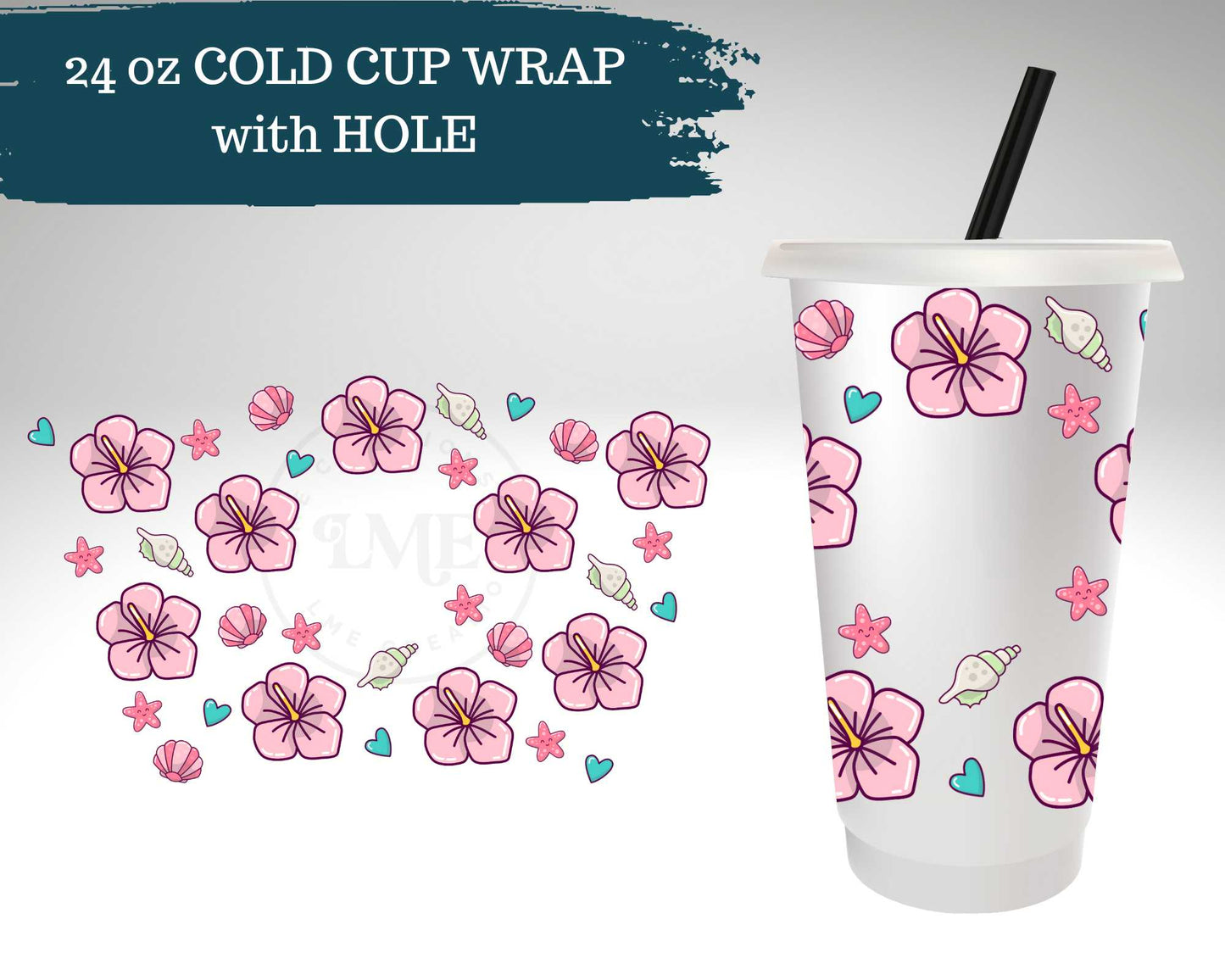 Ocean Shells + Flowers |  Cold Cup Wrap