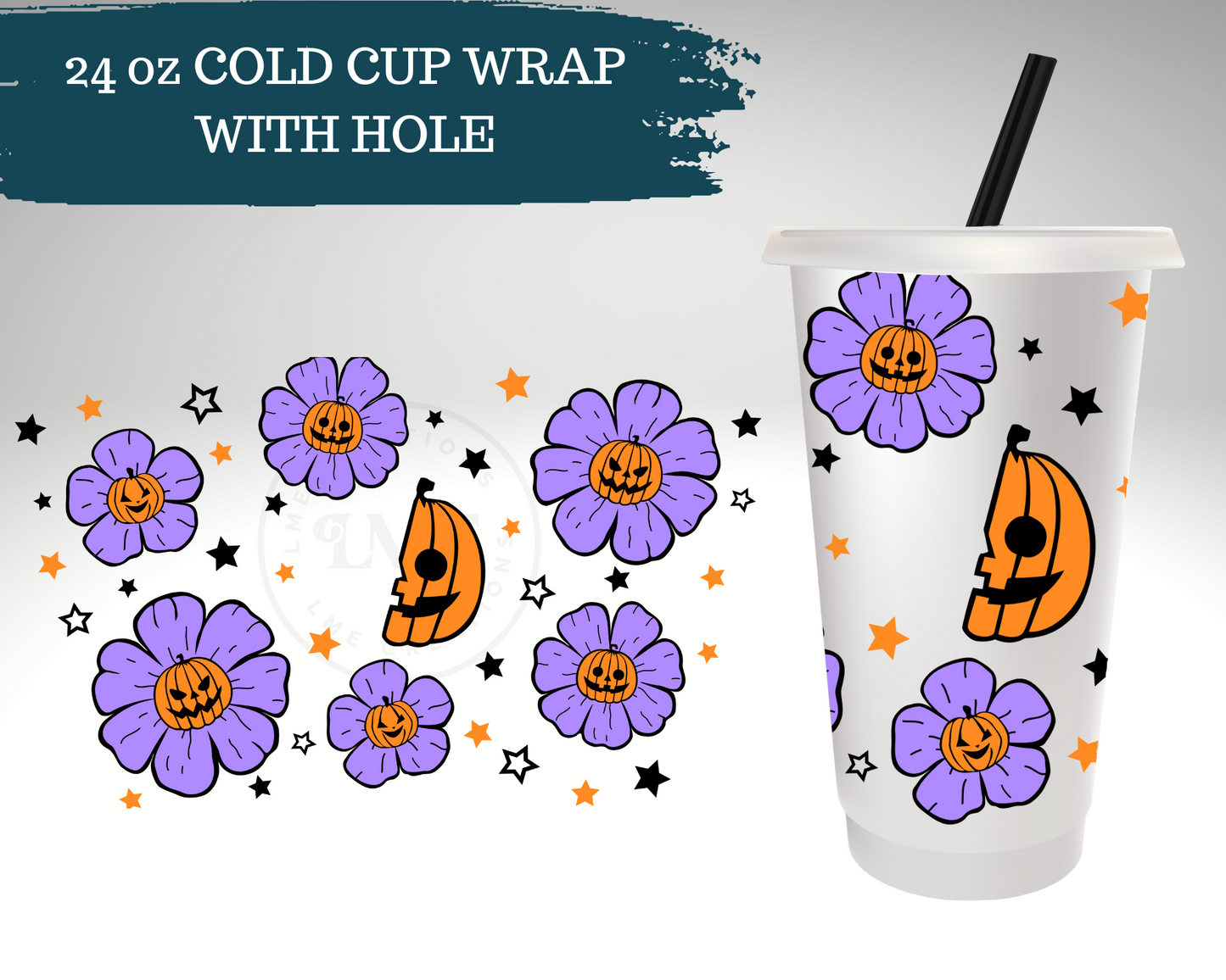 Pumpkin Flowers Purple |  Cold Cup Wrap