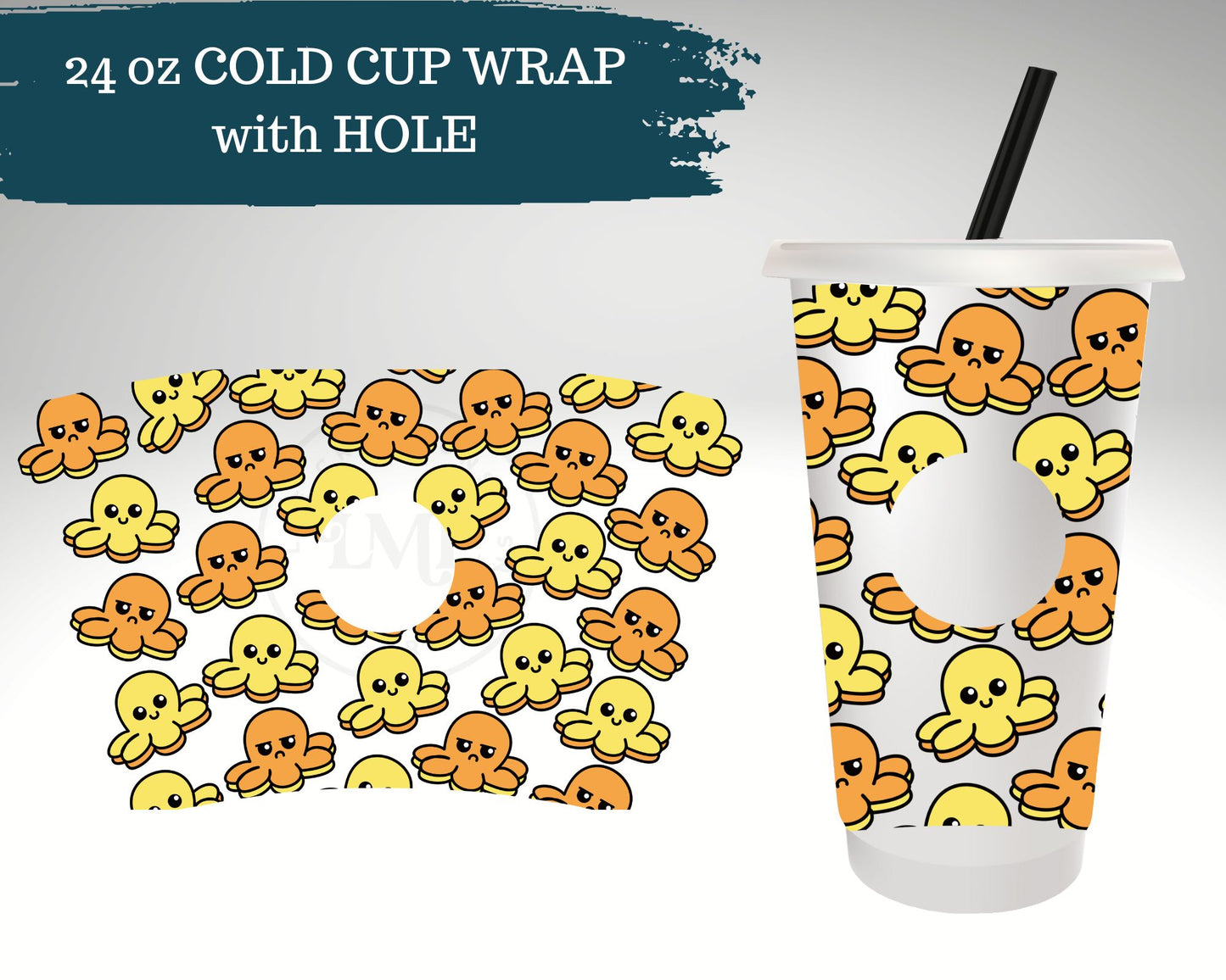 Reversible Octopus | 24 oz Cold Cup Wrap