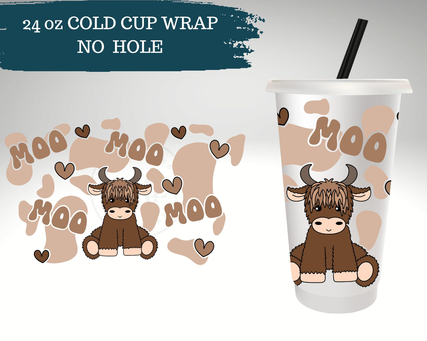 Moo Highland Cow | Cold Cup Wrap