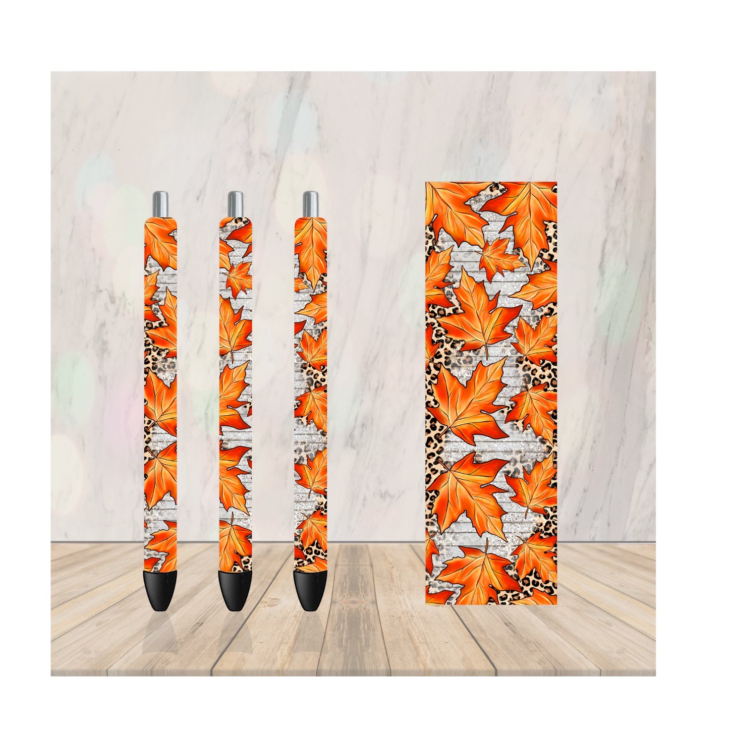 Orange Leopard Leaves | Pen Wrap
