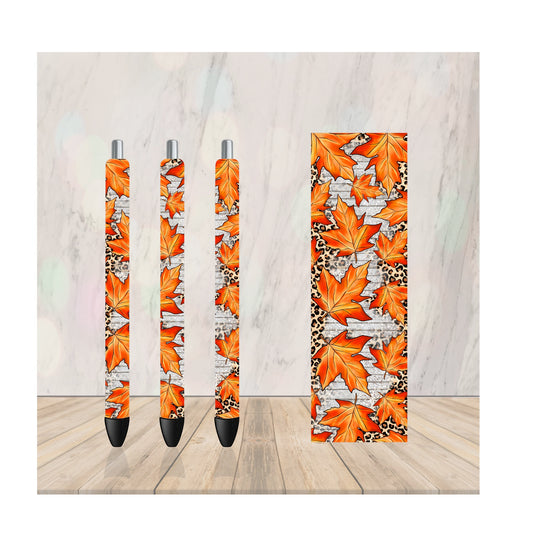 Orange Leopard Leaves | Pen Wrap